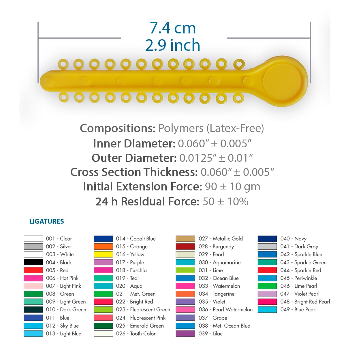 Orthodontic Ligature Ties 42 Keys/24 Donuts 1008pcs-Low Friction Technology, Latex Free, Medical grade polyurethane-.060 Inner/.125 Outer Diameter-Made in USA-Orthodentalusa Corp. Free Shipping