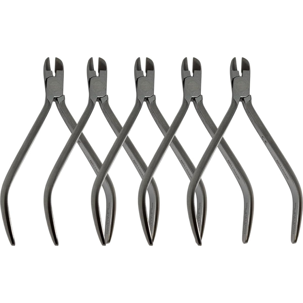 Set x 5 Orthodontic Ligature & Pin Cutters – Wide Straight 12 cm with SS Tip – Hu-Friedy Style/One-Year Warranty - Made for The USA by Premium Orthodontics - Orthodentalusa Corp. (N21150330)