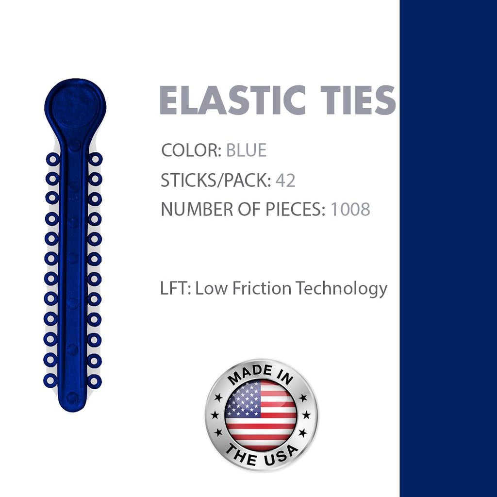 Orthodontic Ligature Ties 42 Keys/24 Donuts 1008pcs-Low Friction Technology, Latex Free, Medical grade polyurethane-.060 Inner/.125 Outer Diameter-Made in USA-Orthodentalusa Corp (Blue)
