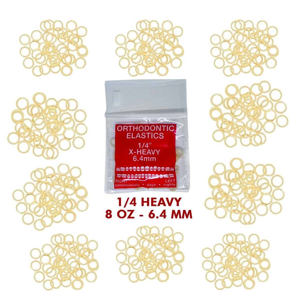 Orthodontic Intraoral Elastics - 10 bag x 100pcs - Surgical Latex - 1000pcs, Dental natural material - Made in USA - Orthodentalusa Corp. Free Shipping