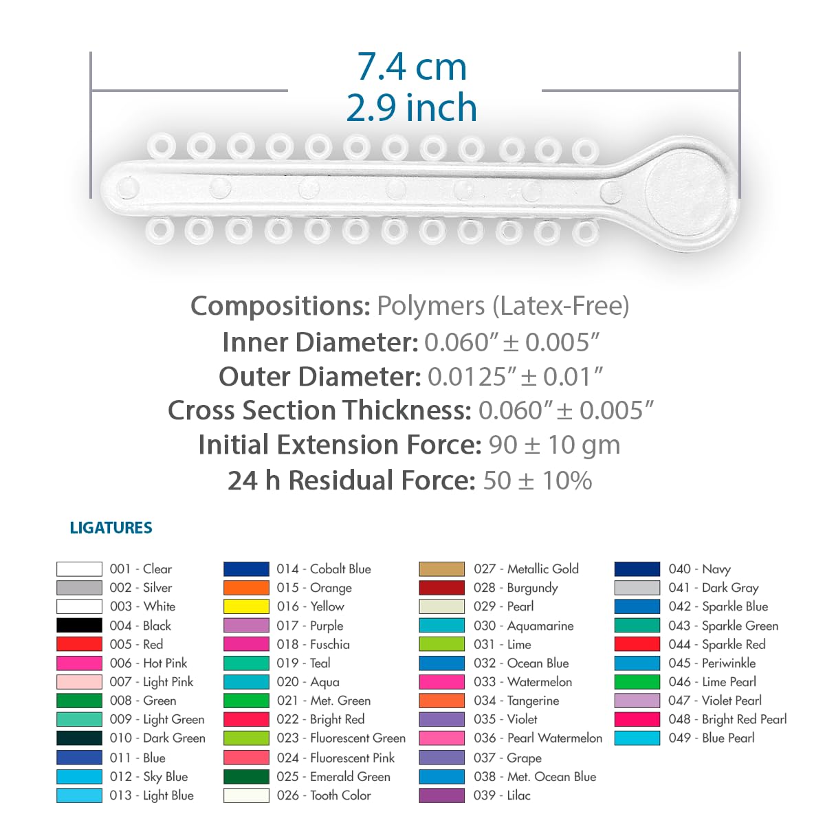 Orthodontic Ligature Ties 42 Keys/24 Donuts 1008pcs-Low Friction Technology, Latex Free, Medical grade polyurethane-.060 Inner/.125 Outer Diameter-Made in USA-Orthodentalusa Corp. Free Shipping