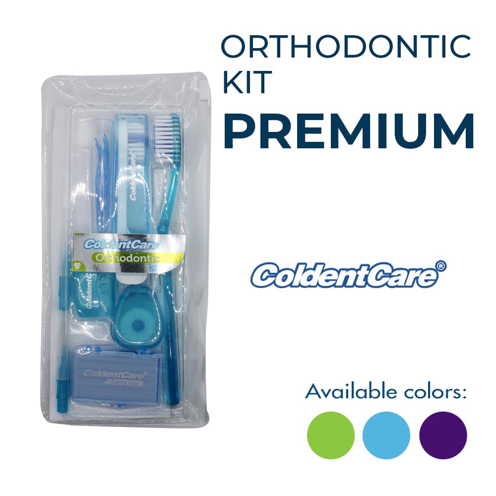 ColdentCare Orthodontic Oral Care Kit for Cleaning Brackets Braces, Includes Toothbrush and Cap, Travel Toothbrush, Dental Floss 12m, Dental Wax, Floss Threaders, Interdental Toothbrush. Free Shipping