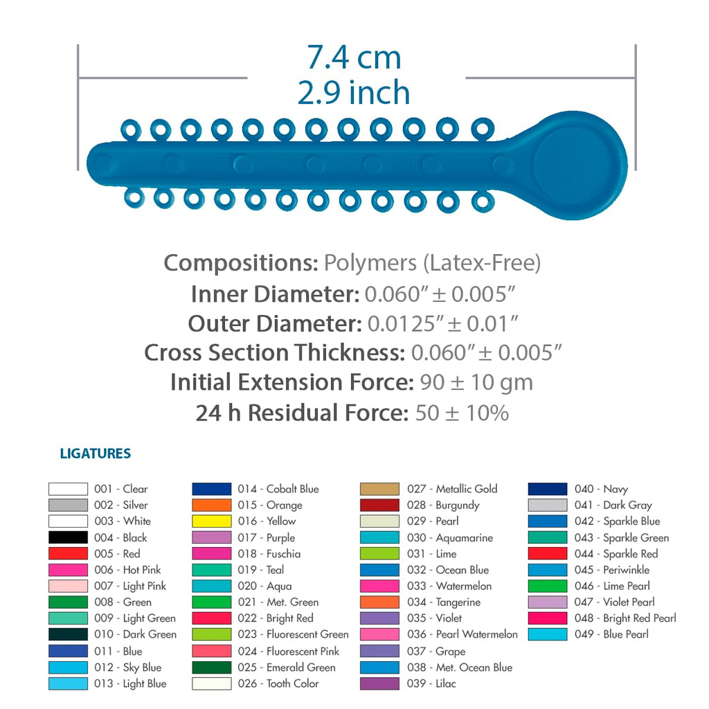 Orthodontic Ligature Ties 42 Keys/24 Donuts 1008pcs-Low Friction Technology, Latex Free, Medical grade polyurethane-.060 Inner/.125 Outer Diameter-Made in USA-Orthodentalusa Corp.