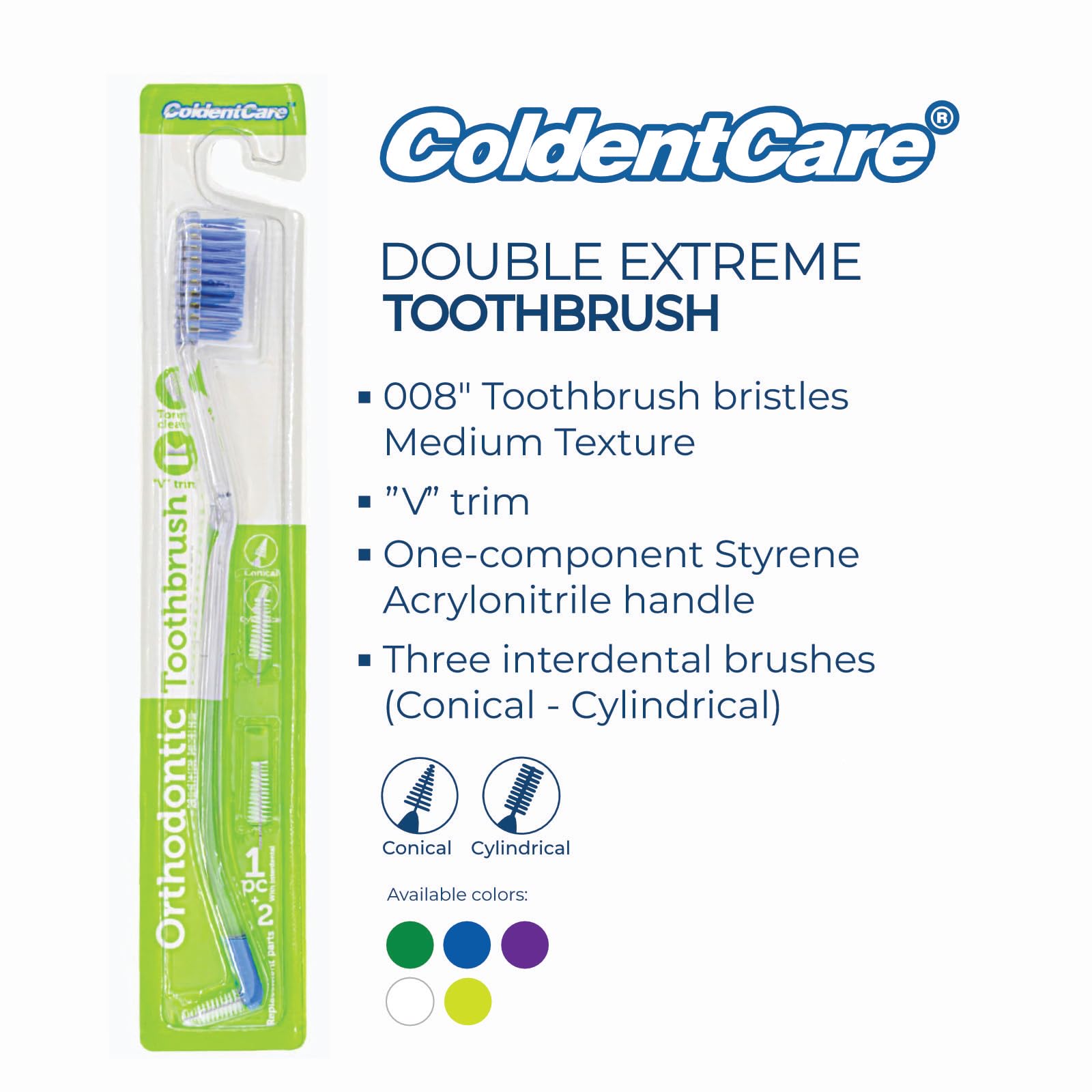 ColdentCare of 80 Pcs Assorted Colors V-Shaped Orthodontic Toothbrush - Medium Bristle, Interproximal Head - Ideal for Ortho Braces Cleaning, Double Extreme Toothbrush, 1 Count 80 pcs