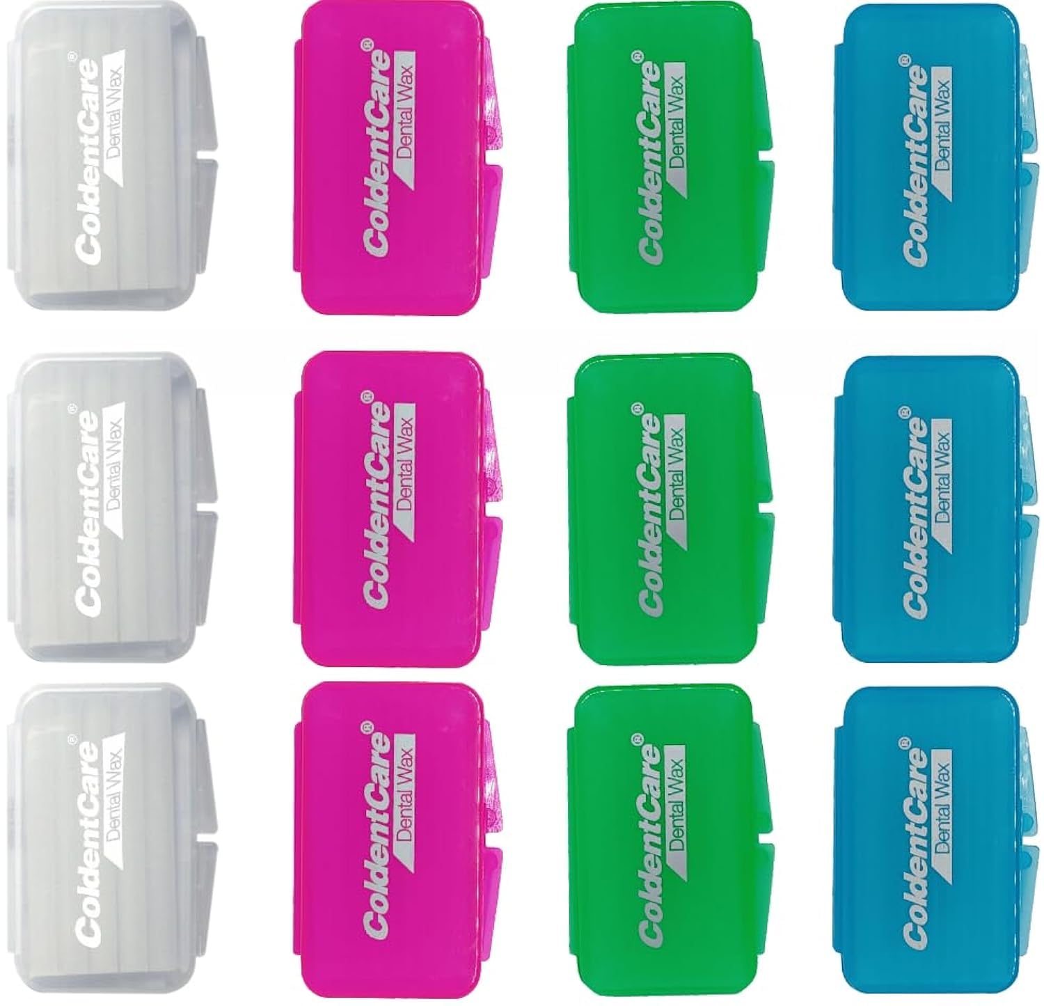 Orthodontic Braces Wax, 60 premium wax strips ColdentCare - Dental Wax for Braces and Aligners Wax Strips, Multicolor cases, 12 Pack with storage case, Light Mint Scent.