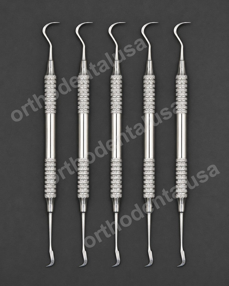 Jacquette 33 / Towner U15 Dental Scaler Set of 5 – Double-Ended Stainless Steel Orthodontic Instruments