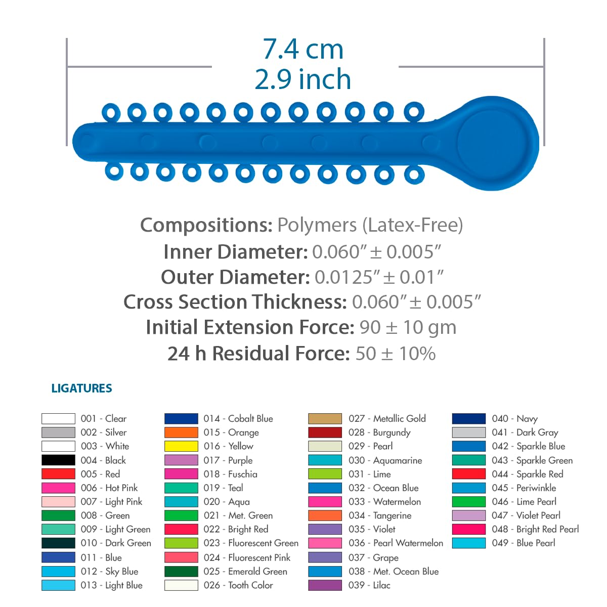Orthodontic Ligature Ties 42 Keys/24 Donuts 1008pcs-Low Friction Technology, Latex Free, Medical grade polyurethane-.060 Inner/.125 Outer Diameter-Made in USA-Orthodentalusa Corp.