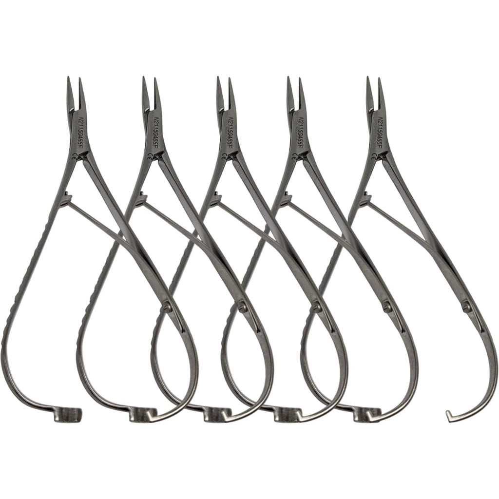 Set x 5 Orthodontic Dental Mathieu Needle Holders – Narrow Fine Serration/ORMCO Style/One-Year Warranty - Made for The USA by Premium Orthodontics - Orthodentalusa Corp. (N21150465F)