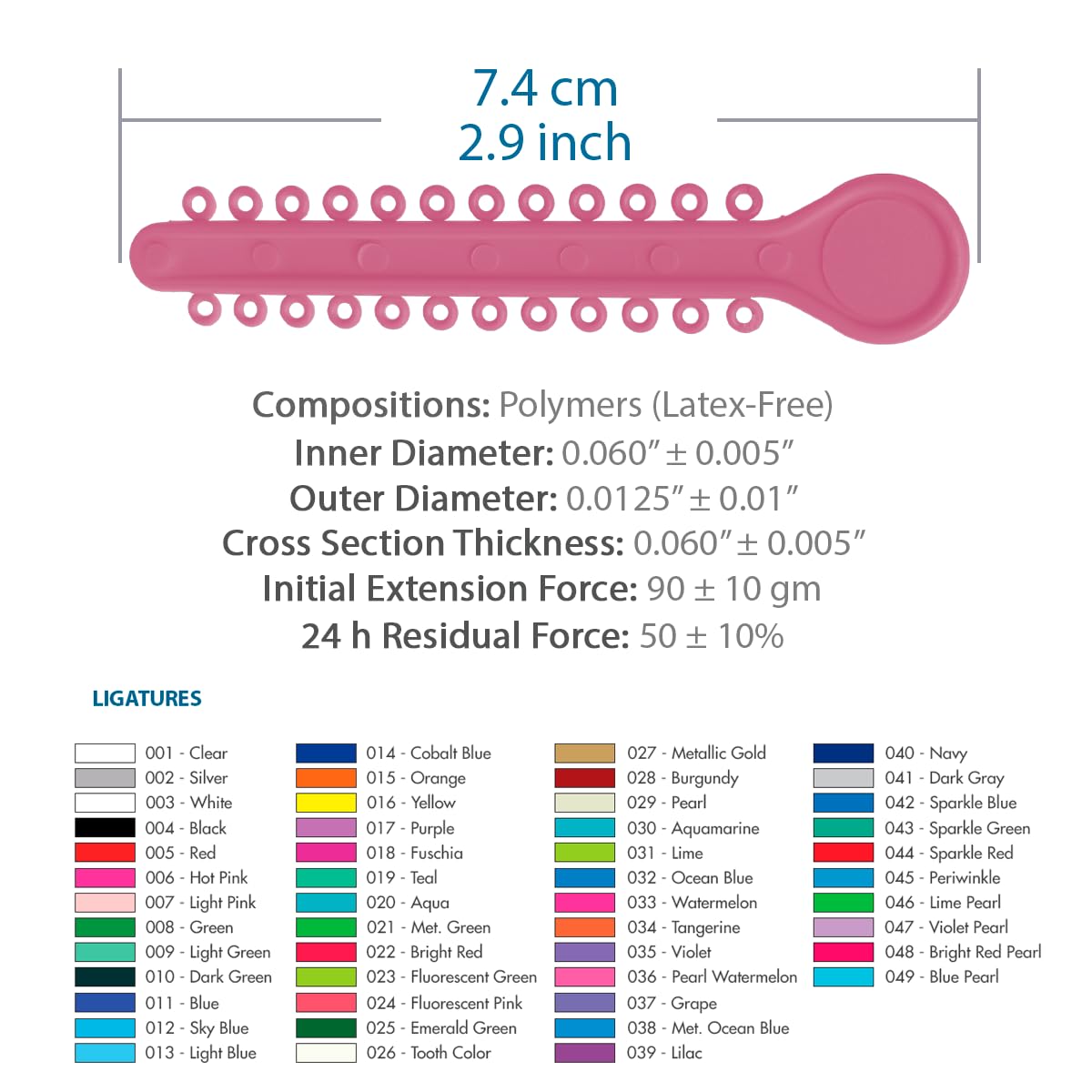 Orthodontic Ligature Ties 42 Keys/24 Donuts 1008pcs-Low Friction Technology, Latex Free, Medical grade polyurethane-.060 Inner/.125 Outer Diameter-Made in USA-Orthodentalusa Corp.