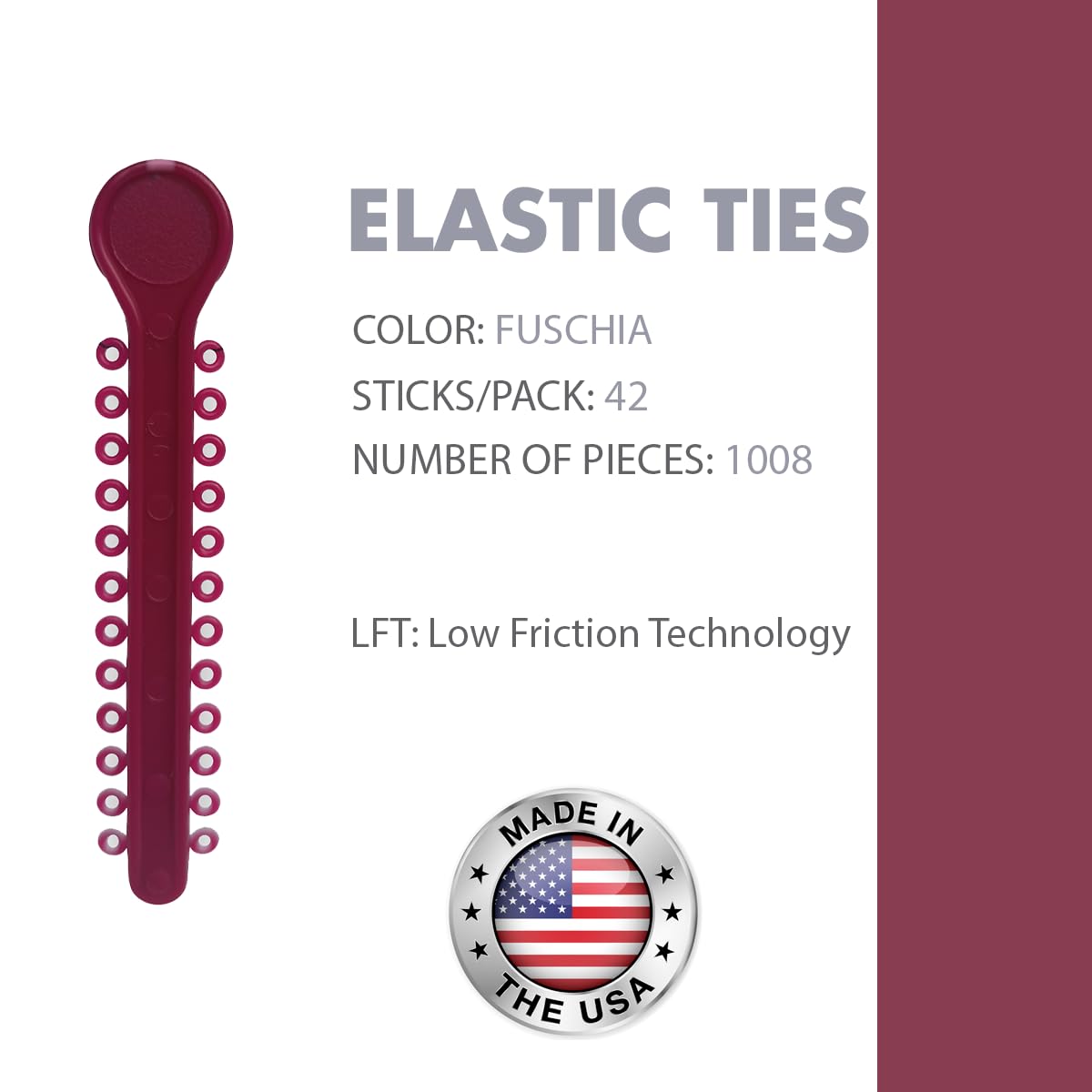 Orthodontic Ligature Ties 42 Keys/24 Donuts 1008pcs-Low Friction Technology, Latex Free, Medical grade polyurethane-.060 Inner/.125 Outer Diameter-Made in USA-Orthodentalusa Corp. Free Shipping
