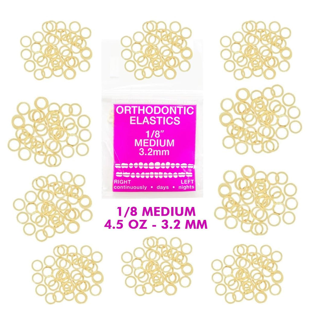 Orthodontic Intraoral Elastics - 10 bag x 100pcs - Surgical Latex - 1000pcs, Dental natural material - Made in USA - Orthodentalusa Corp. Free Shipping