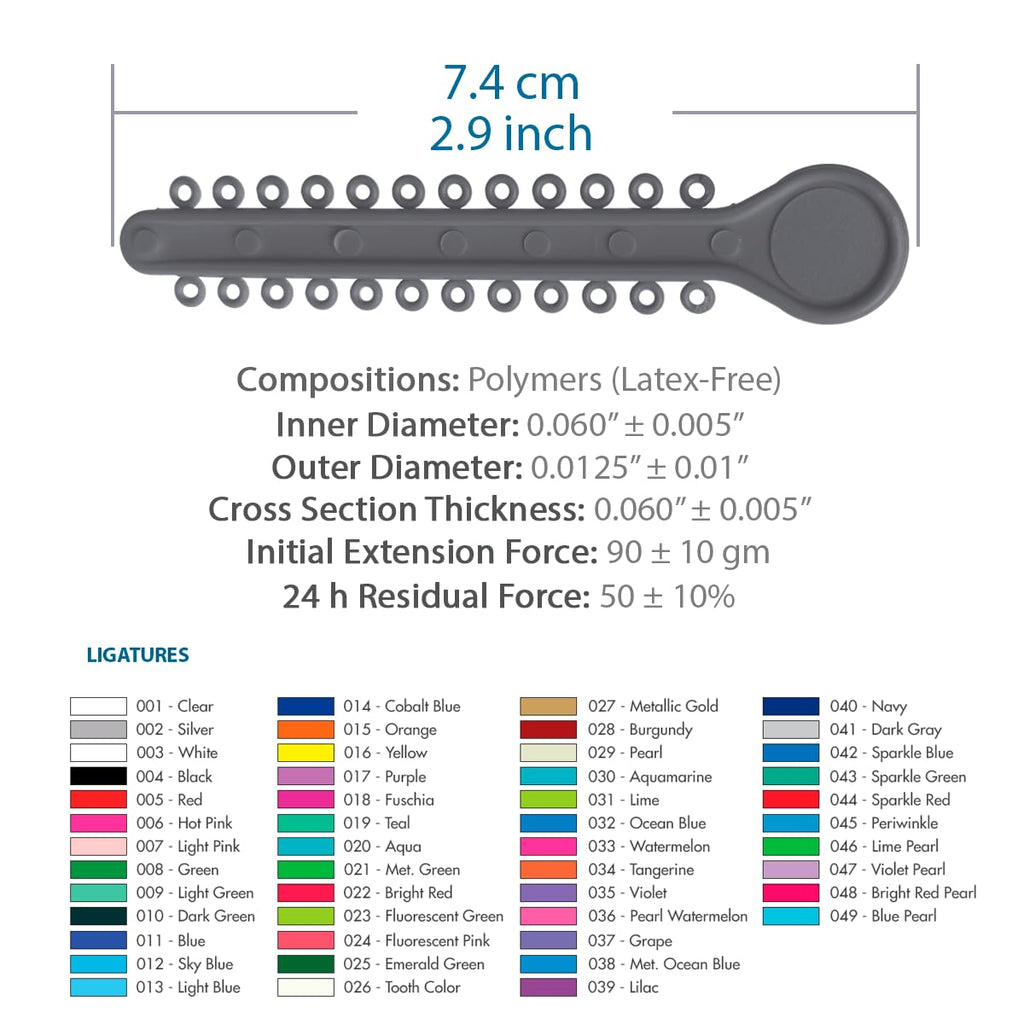 Orthodontic Ligature Ties 42 Keys/24 Donuts 1008pcs-Low Friction Technology, Latex Free, Medical grade polyurethane-.060 Inner/.125 Outer Diameter-Made in USA-Orthodentalusa Corp.