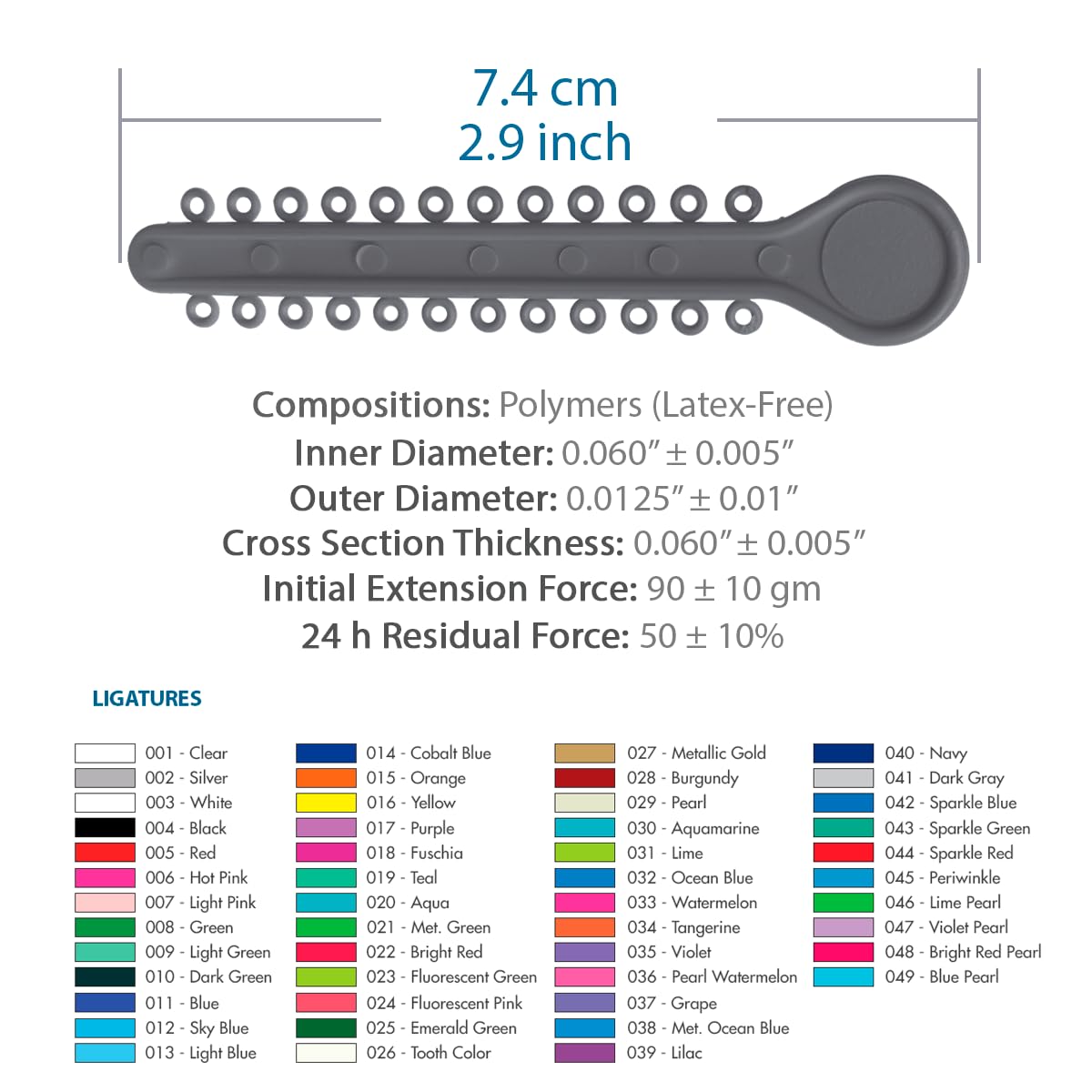 Orthodontic Ligature Ties 42 Keys/24 Donuts 1008pcs-Low Friction Technology, Latex Free, Medical grade polyurethane-.060 Inner/.125 Outer Diameter-Made in USA-Orthodentalusa Corp.
