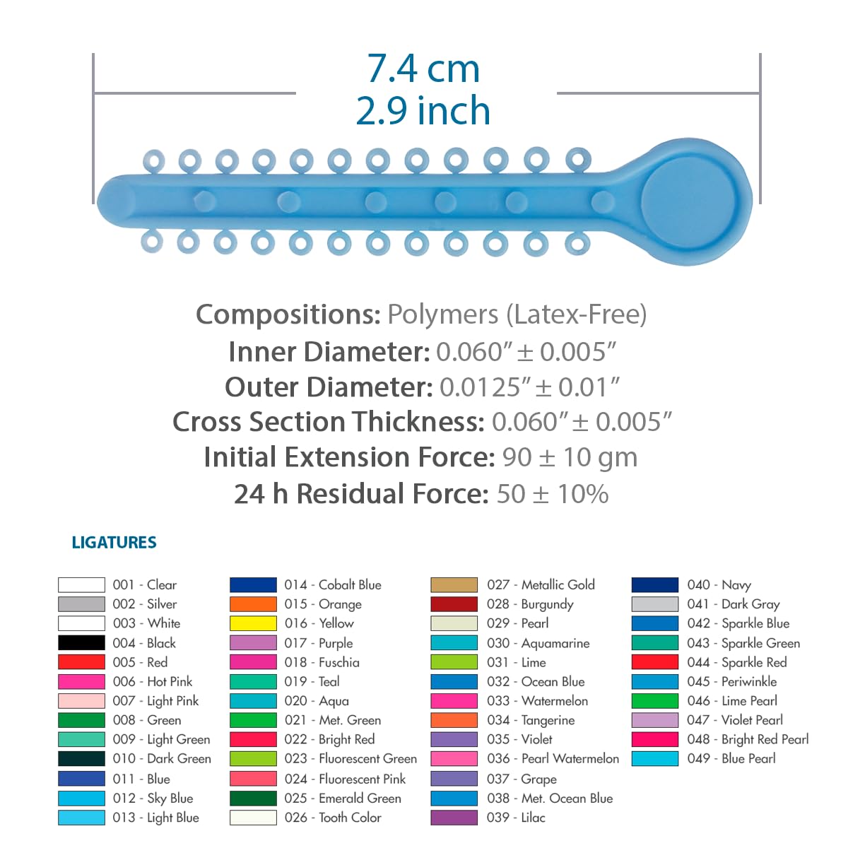 Orthodontic Ligature Ties 42 Keys/24 Donuts 1008pcs-Low Friction Technology, Latex Free, Medical grade polyurethane-.060 Inner/.125 Outer Diameter-Made in USA-Orthodentalusa Corp. Free Shipping