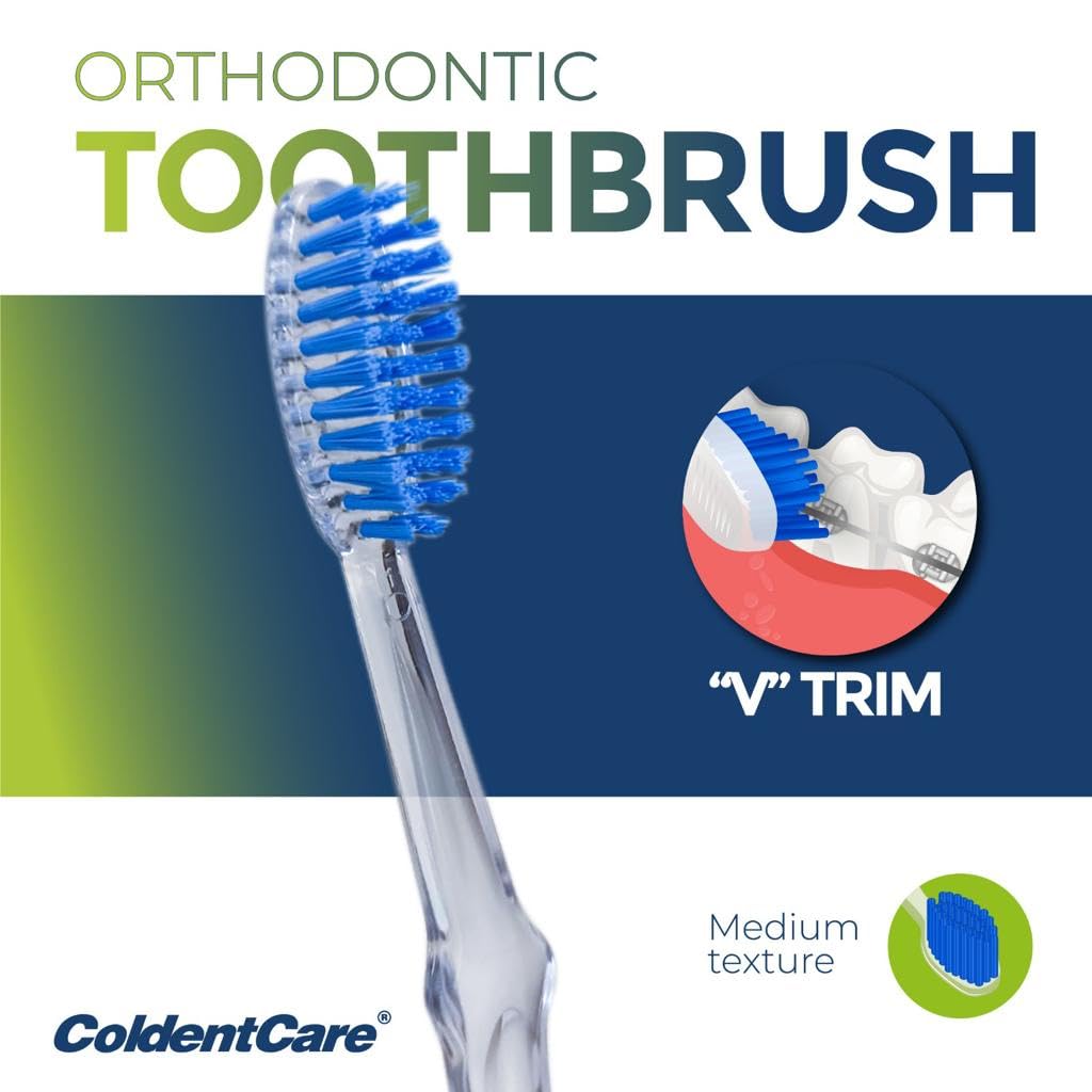 ColdentCare of 80 Pcs Assorted Colors V-Shaped Orthodontic Toothbrush - Medium Bristle, Interproximal Head - Ideal for Ortho Braces Cleaning, Double Extreme Toothbrush, 1 Count 80 pcs