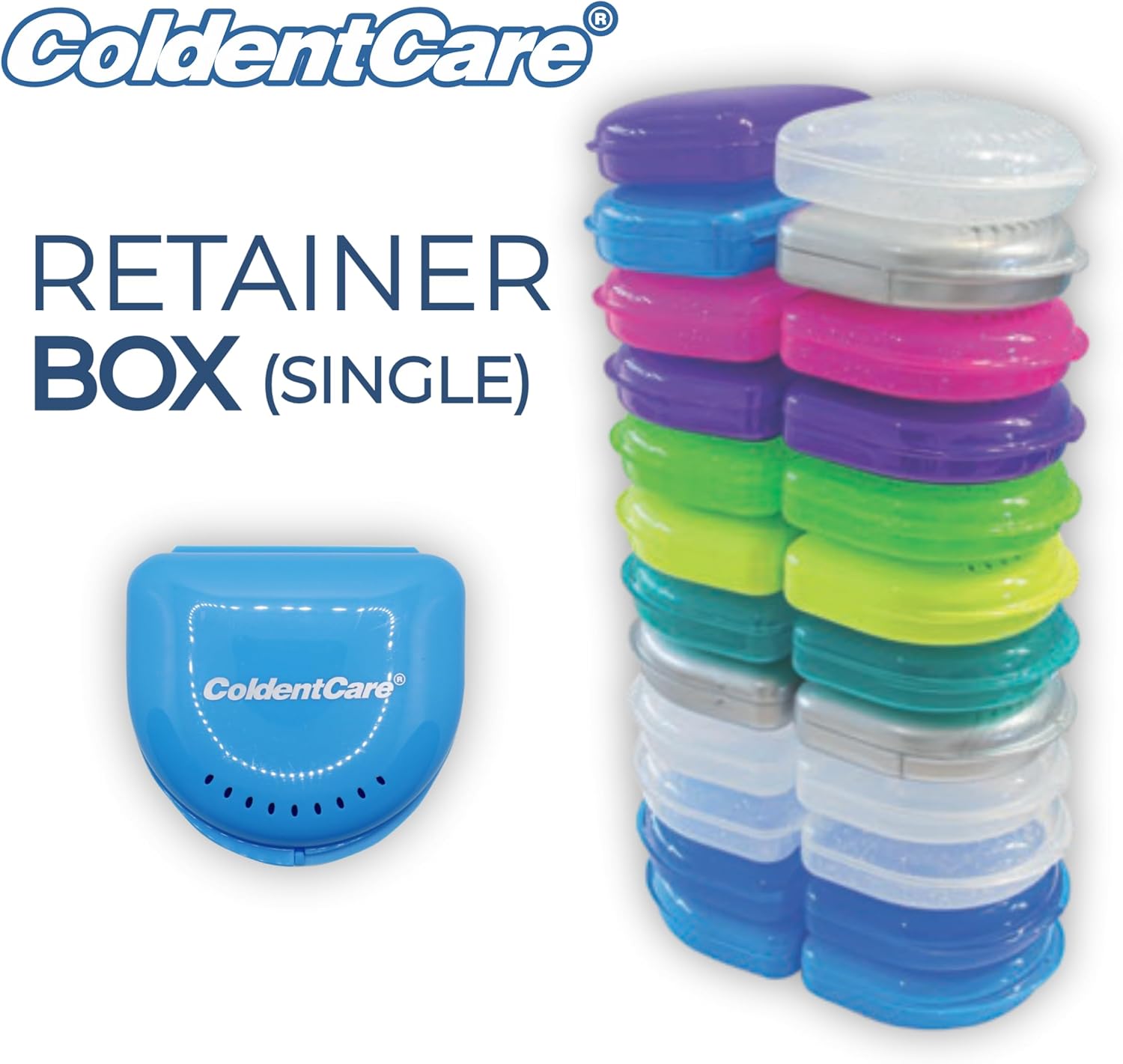 Orthodontic Retainer single slim with Vent Holes Assorted pack of 24, Retainer Case, Denture Case, Durable & Similar Mouth Guard Case, Tight Snap Lock, Easy to Use
