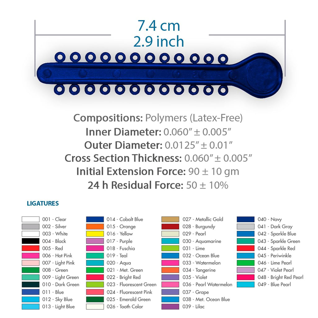 Orthodontic Ligature Ties 42 Keys/24 Donuts 1008pcs-Low Friction Technology, Latex Free, Medical grade polyurethane-.060 Inner/.125 Outer Diameter-Made in USA-Orthodentalusa Corp (Blue)