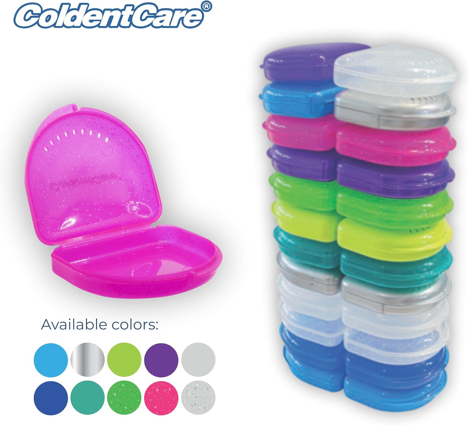 Orthodontic Retainer single slim with Vent Holes Assorted pack of 24, Retainer Case, Denture Case, Durable & Similar Mouth Guard Case, Tight Snap Lock, Easy to Use