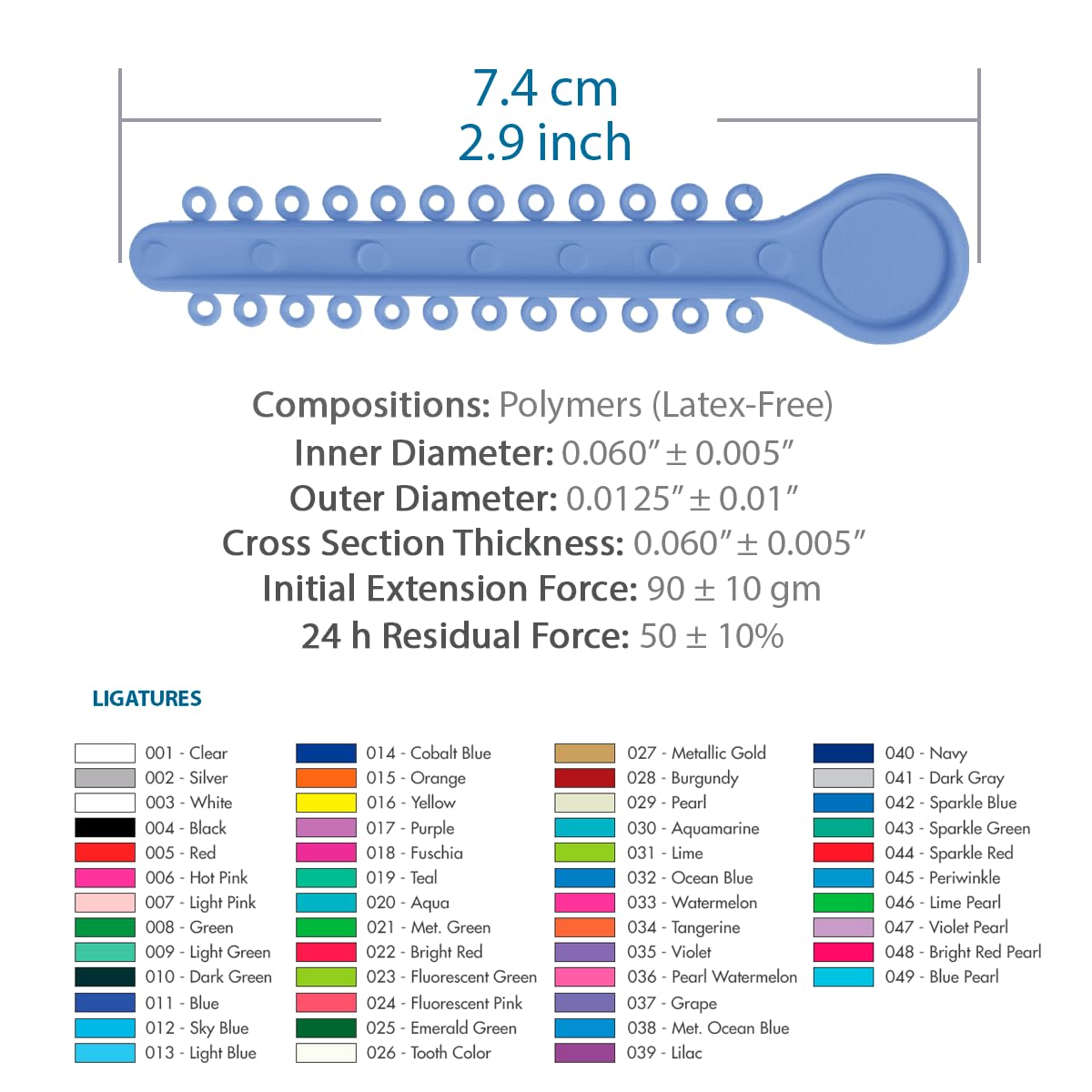 Orthodontic Ligature Ties 42 Keys/24 Donuts 1008pcs-Low Friction Technology, Latex Free, Medical grade polyurethane-.060 Inner/.125 Outer Diameter-Made in USA-Orthodentalusa Corp.