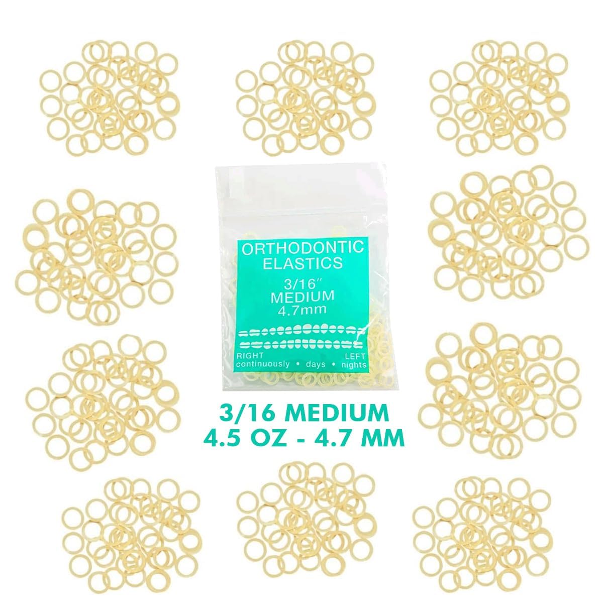 Orthodontic Intraoral Elastics - 10 bag x 100pcs - Surgical Latex - 1000pcs, Dental natural material - Made in USA - Orthodentalusa Corp. Free Shipping