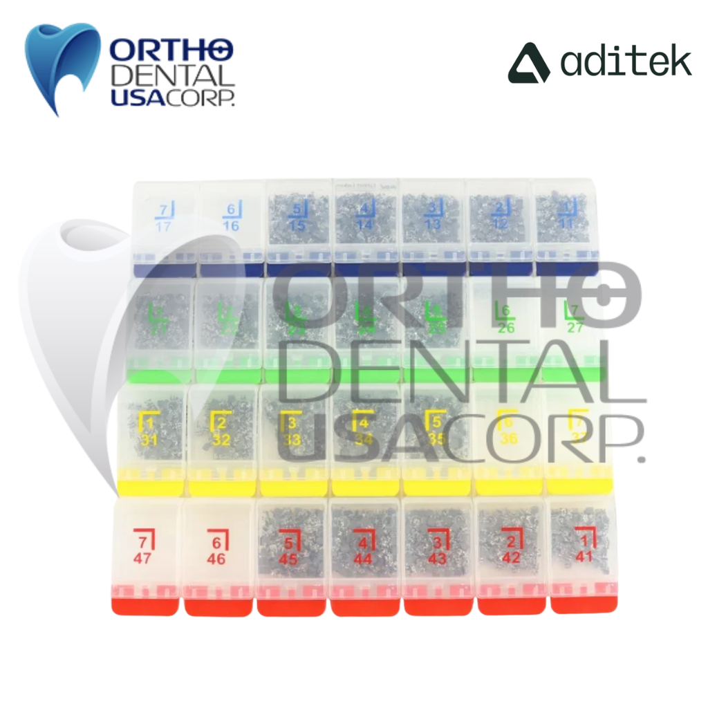 100 Kits Brackets 7×7 BioMax 022 Roth Hook 3,4,5 w/2800 pcs (100 patients) Aditek 05.04.0336