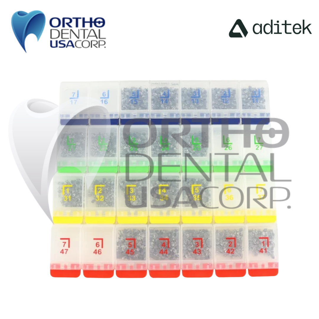100 Kits Brackets 7×7 BioMax 022 Roth Hook 3,4,5 w/2800 pcs (100 patients) Aditek 05.04.0336