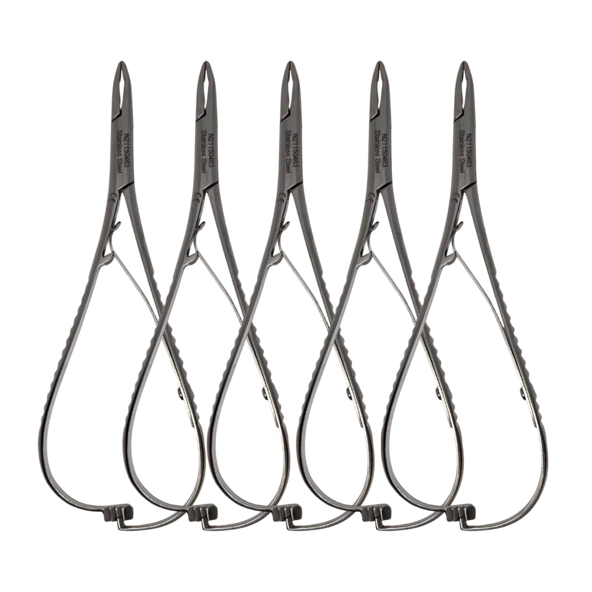 Set x 5 Orthodontic Mathieu Needle Holders – 14 cm Tip Contact – Wide, Serrated Tips – Japanese Steel – Premium Orthodontics – One Year Warranty – Ships from USA – Made by Orthodentalusa Corp.