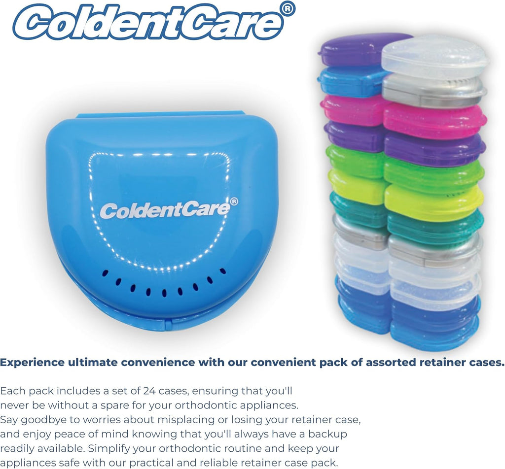 Orthodontic Retainer single slim with Vent Holes Assorted pack of 24, Retainer Case, Denture Case, Durable & Similar Mouth Guard Case, Tight Snap Lock, Easy to Use