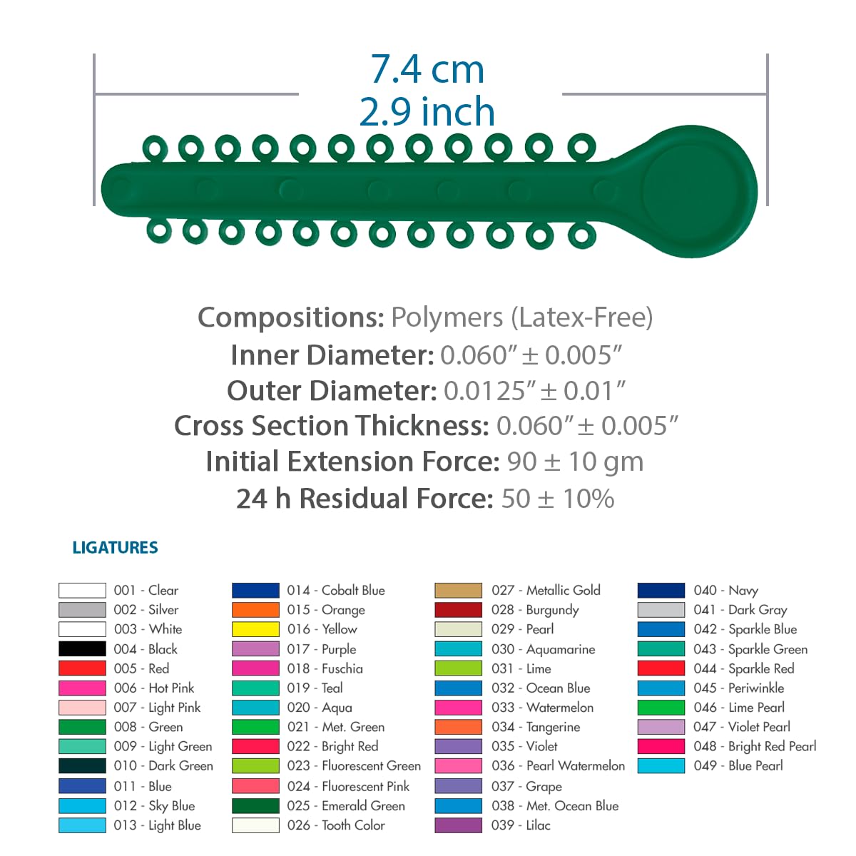 Orthodontic Ligature Ties 42 Keys/24 Donuts 1008pcs-Low Friction Technology, Latex Free, Medical grade polyurethane-.060 Inner/.125 Outer Diameter-Made in USA-Orthodentalusa Corp.
