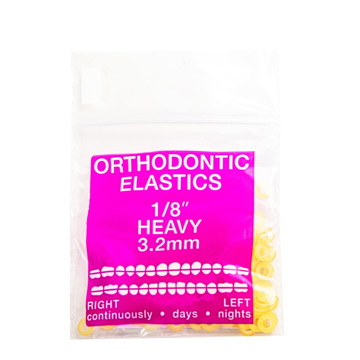 Orthodontic Intraoral Elastics 10 bag x 100pcs - Heavy 1/8" 6.5 oz – 3.2mm, Surgical Latex - 1000pcs, Dental natural material - Made in USA - Orthodentalusa Corp.