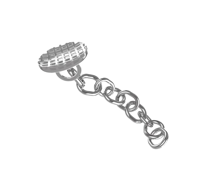 Eruption Appliance Traction Attachments: Buttons with Chain and Eyelets - Traction Chains with Rectangular Buttons (Stainless Steel & Gold Plated) - 10 Units per Pack