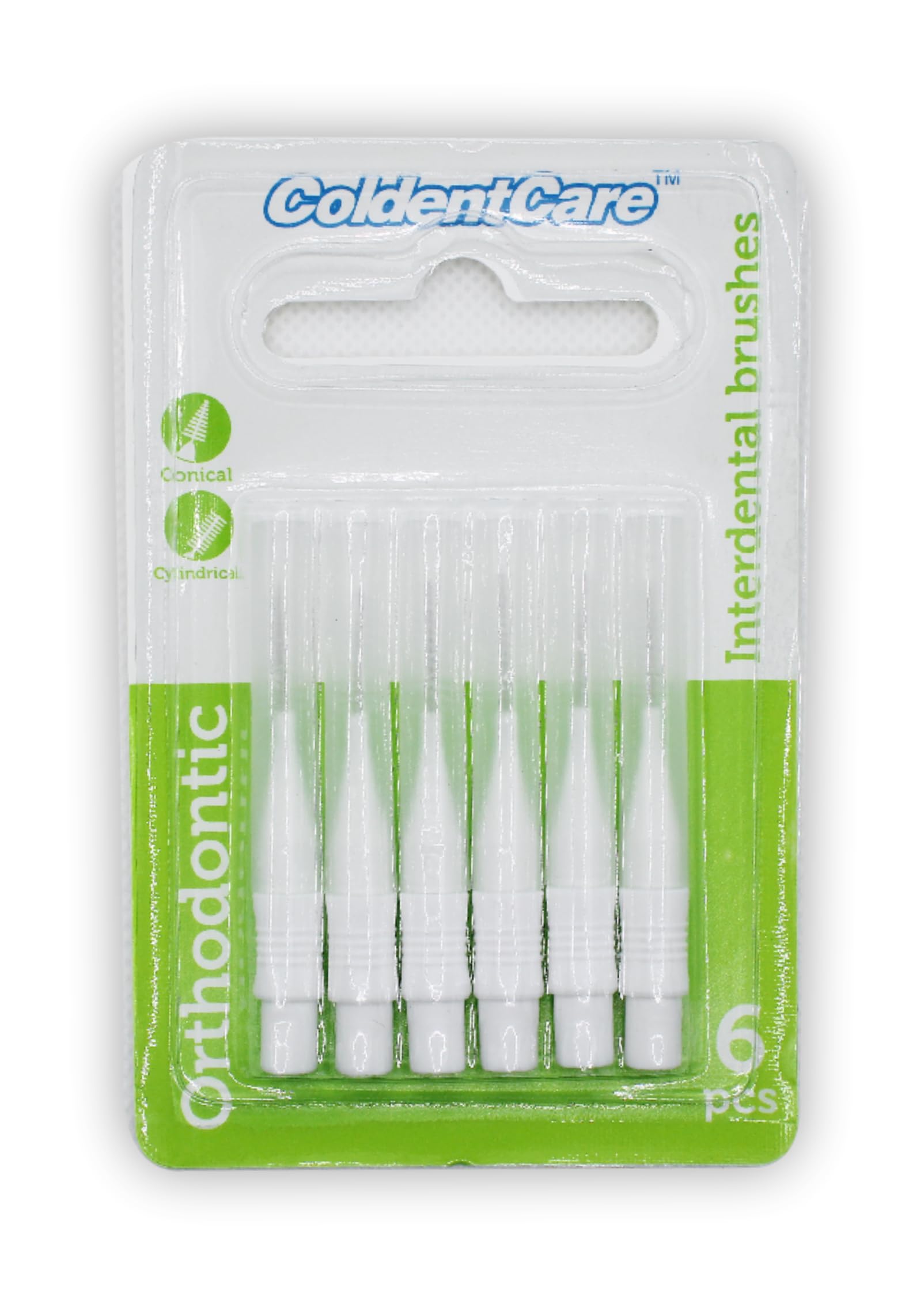 ColdentCare Orthodontic Interdental Toothbrush Dental Brush for Teeth Cleaning 4 Pack of 6, 3 Conical - 3 Cylindrical, Count 24 interdental Toothbrush Free Shipping