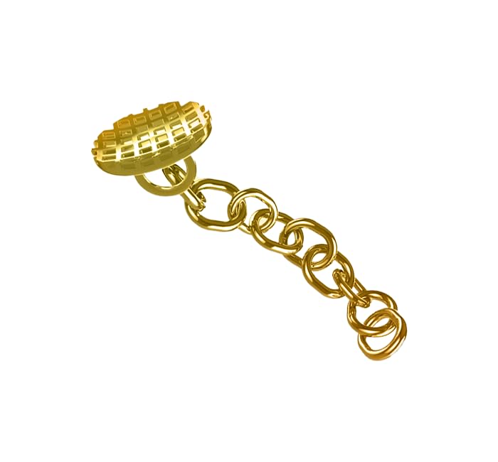 Eruption Appliance Traction Attachments: Buttons with Chain and Eyelets - Traction Chains with Rectangular Buttons (Stainless Steel & Gold Plated) - 10 Units per Pack