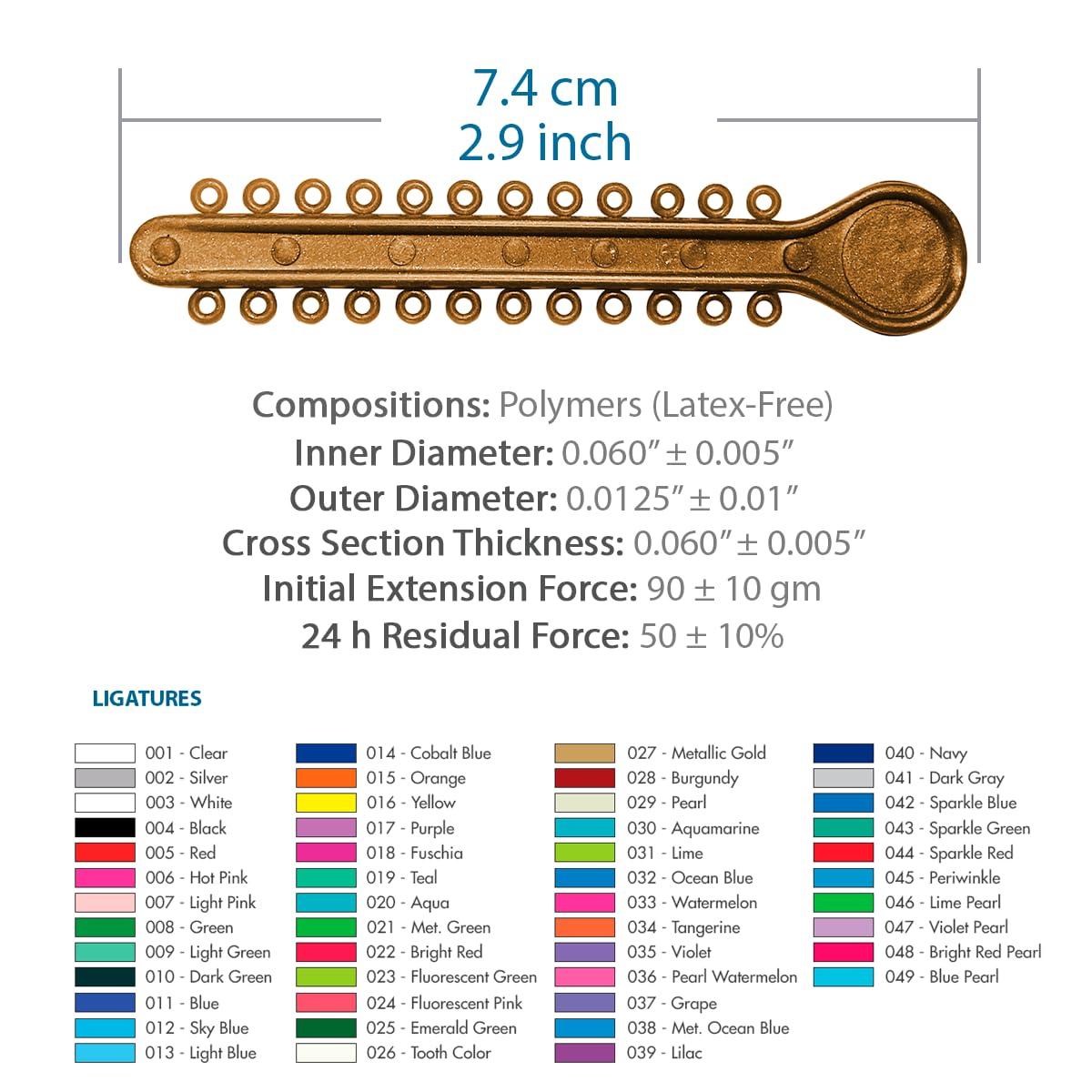 Orthodontic Ligature Ties 42 Keys/24 Donuts 1008pcs-Low Friction Technology, Latex Free, Medical grade polyurethane-.060 Inner/.125 Outer Diameter-Made in USA-Orthodentalusa Corp.
