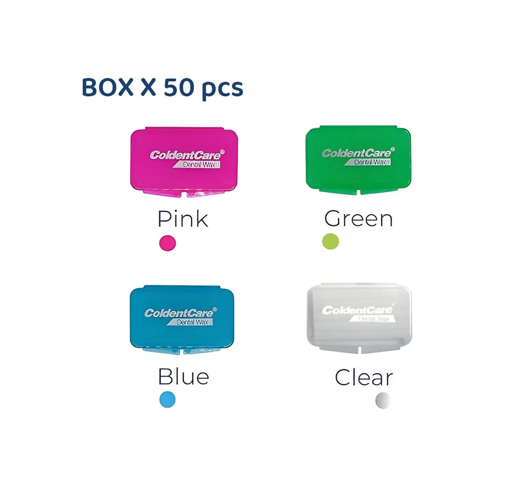 Orthodontic Braces Wax, 50 pcs premium wax strips ColdentCare - Dental Wax for Braces and Aligners Wax Strips, Multicolor cases, 12 Pack with storage case, Light Mint Scent. 9024