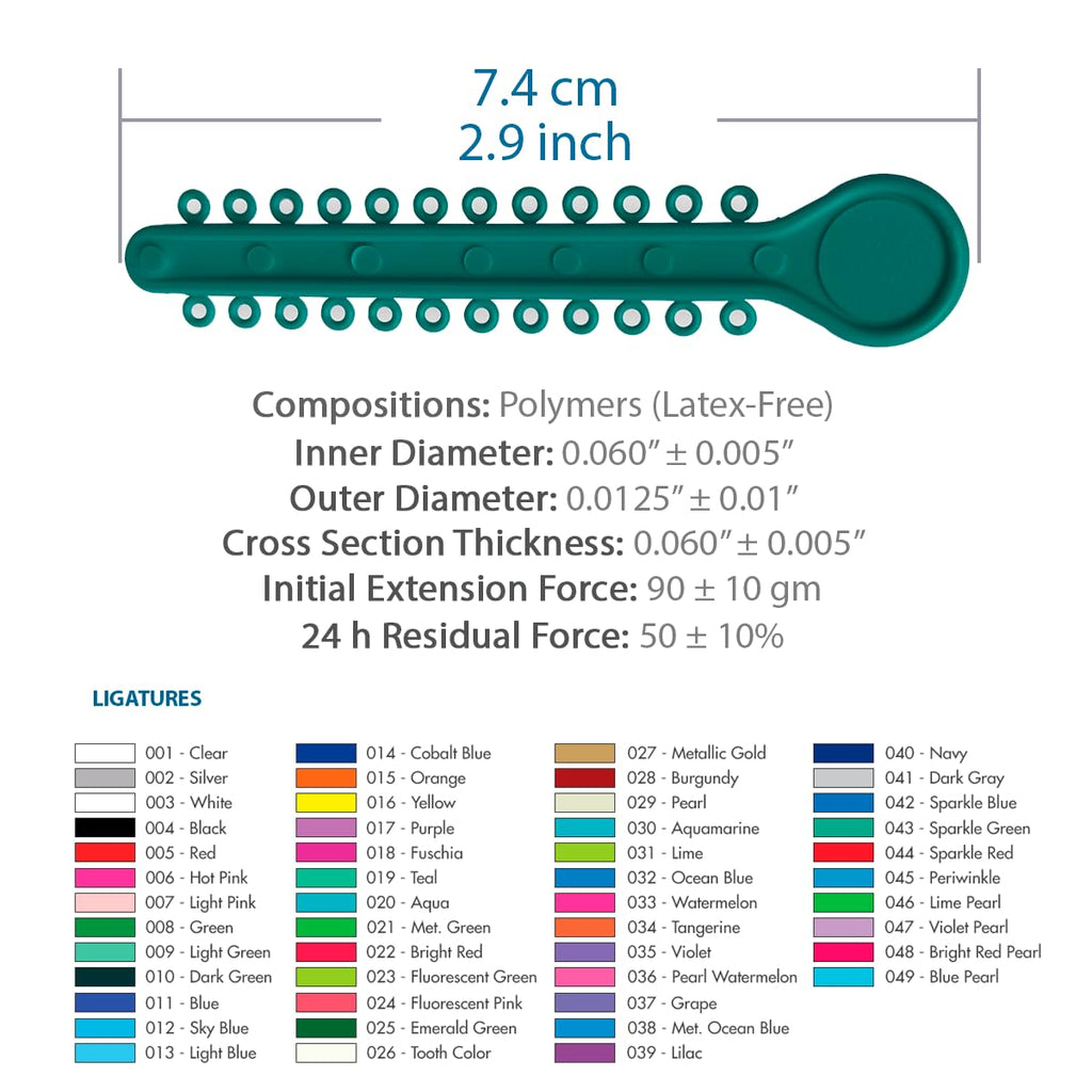 Orthodontic Ligature Ties 42 Keys/24 Donuts 1008pcs-Low Friction Technology, Latex Free, Medical grade polyurethane-.060 Inner/.125 Outer Diameter-Made in USA-Orthodentalusa Corp. Free Shipping