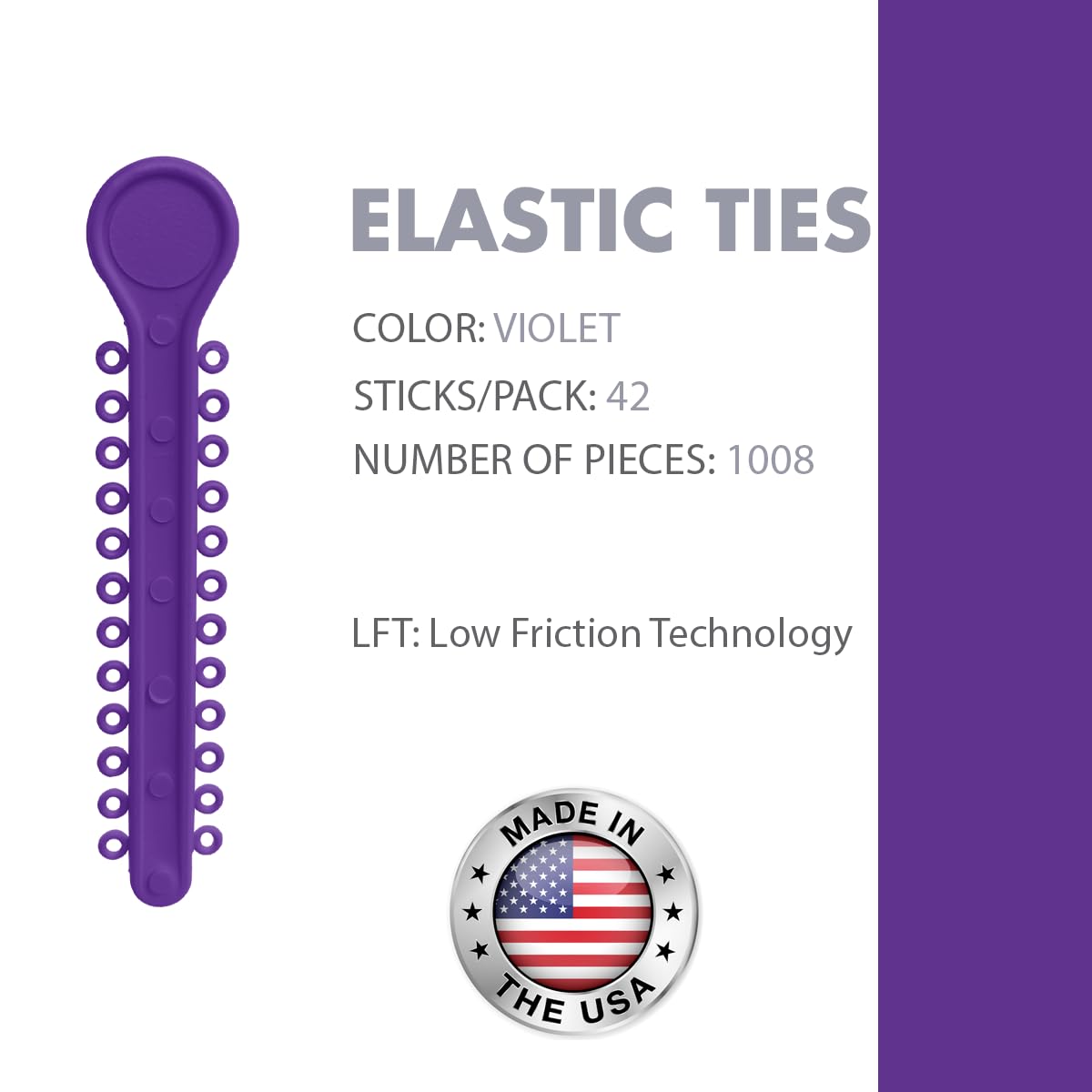 Orthodontic Ligature Ties 42 Keys/24 Donuts 1008pcs-Low Friction Technology, Latex Free, Medical grade polyurethane-.060 Inner/.125 Outer Diameter-Made in USA-Orthodentalusa Corp.