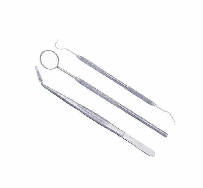 Basic Dental Examination Kit Mirror # 5, Explorer, Cotton Plier