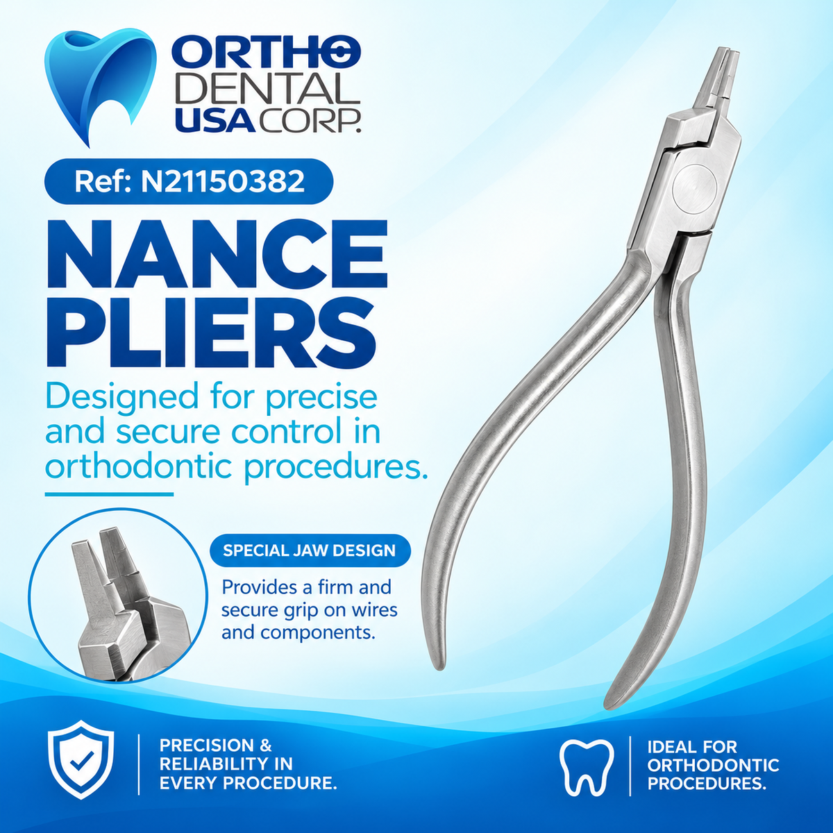 Set x 5, 10, 15,20,30 and 50 Orthodontic Nance Pliers 12 cm Orthodentalusa Made for USA
