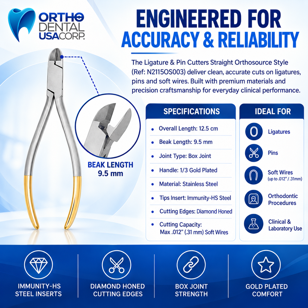 Ligature & Pin Cutters, Staight Orthosource Style Gold Handle