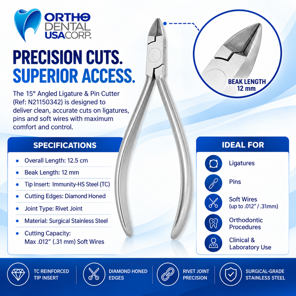 Ligature and Pin Cutter, 15 Degree Angled TC / Hu-Friedy Style