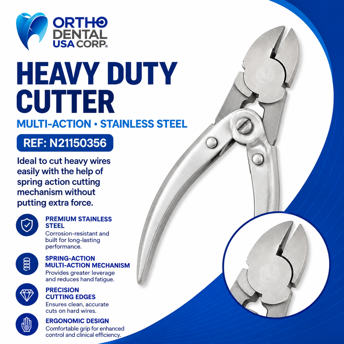 Heavy Duty Cutter, Multi-Action, Stainless Steel