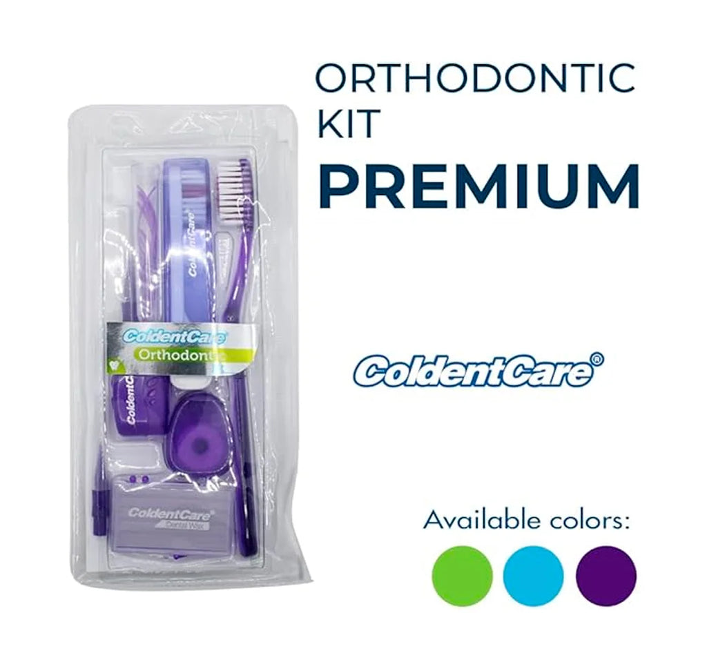 Box 164 pcs Orthodontic Oral Care Kit for Cleaning Brackets Braces Coldentcare, includes Toothbrush and Cap, Travel Toothbrush, Dental Floss 12m, Dental wax, Floss threaders, Interdental Toothbrush K147