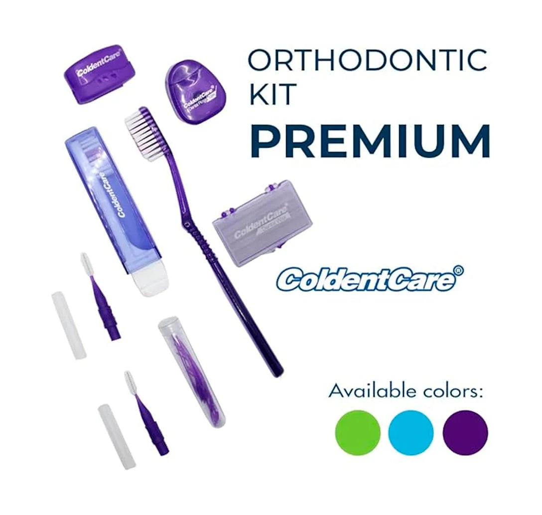Box 164 pcs Orthodontic Oral Care Kit for Cleaning Brackets Braces Coldentcare, includes Toothbrush and Cap, Travel Toothbrush, Dental Floss 12m, Dental wax, Floss threaders, Interdental Toothbrush K147