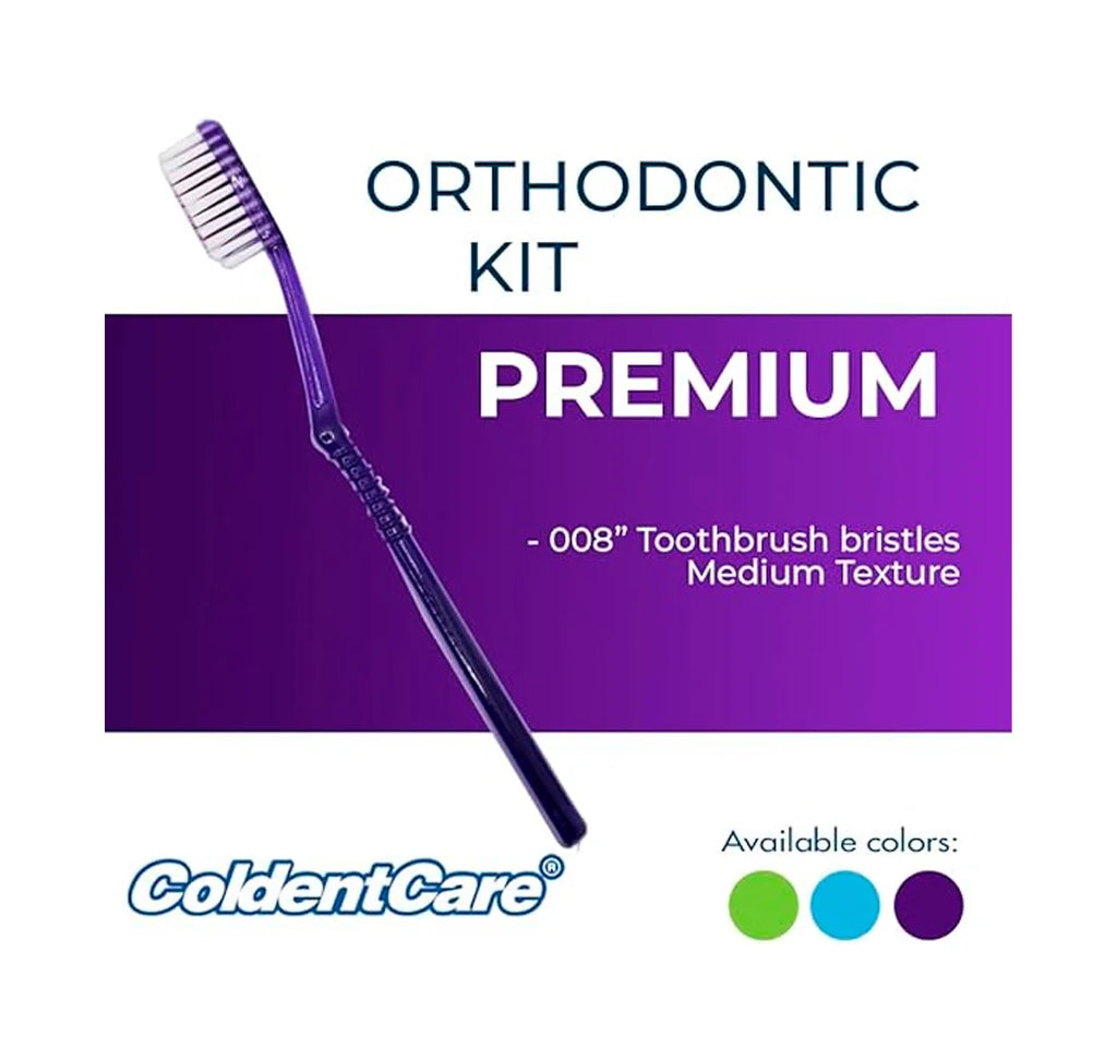 Box 164 pcs Orthodontic Oral Care Kit for Cleaning Brackets Braces Coldentcare, includes Toothbrush and Cap, Travel Toothbrush, Dental Floss 12m, Dental wax, Floss threaders, Interdental Toothbrush K147