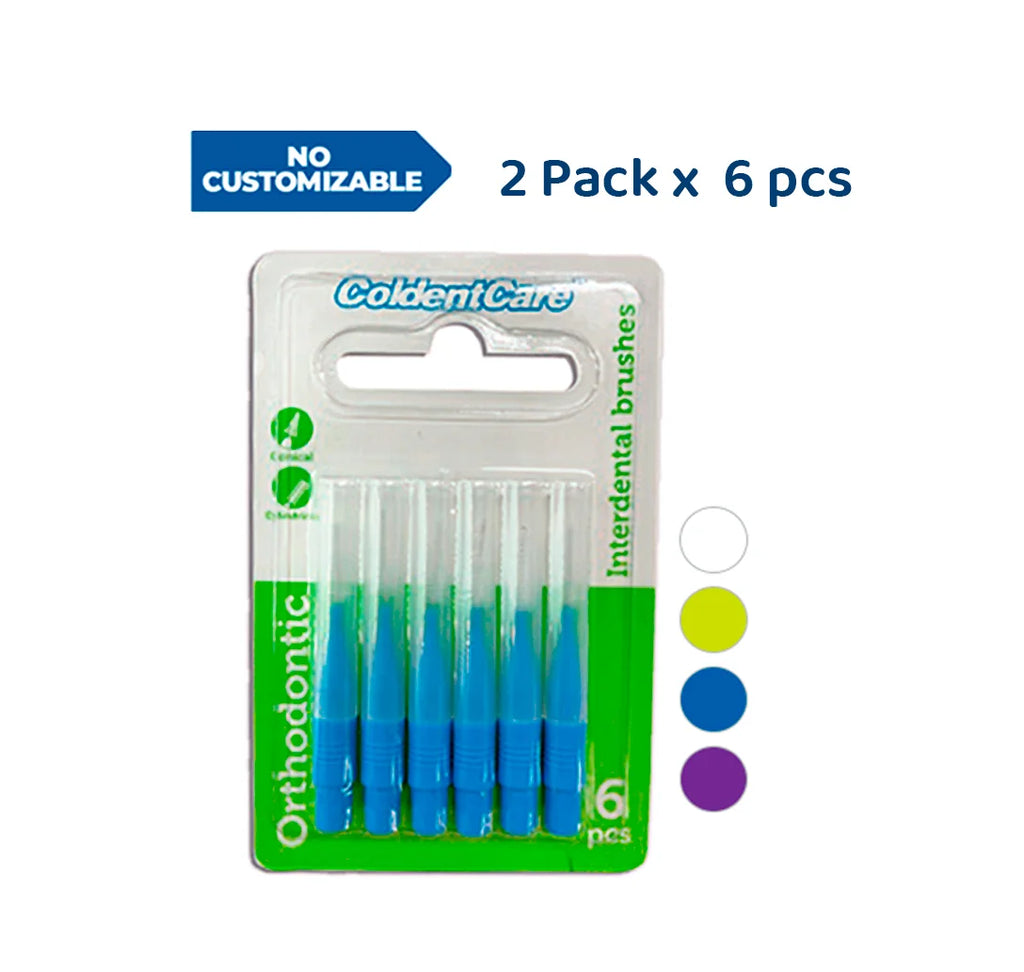 ColdentCare Orthodontic Interdental Toothbrush Dental Brush for Teeth Cleaning 4 Pack of 6, 3 Conical - 3 Cylindrical, Count 24 interdental Toothbrush