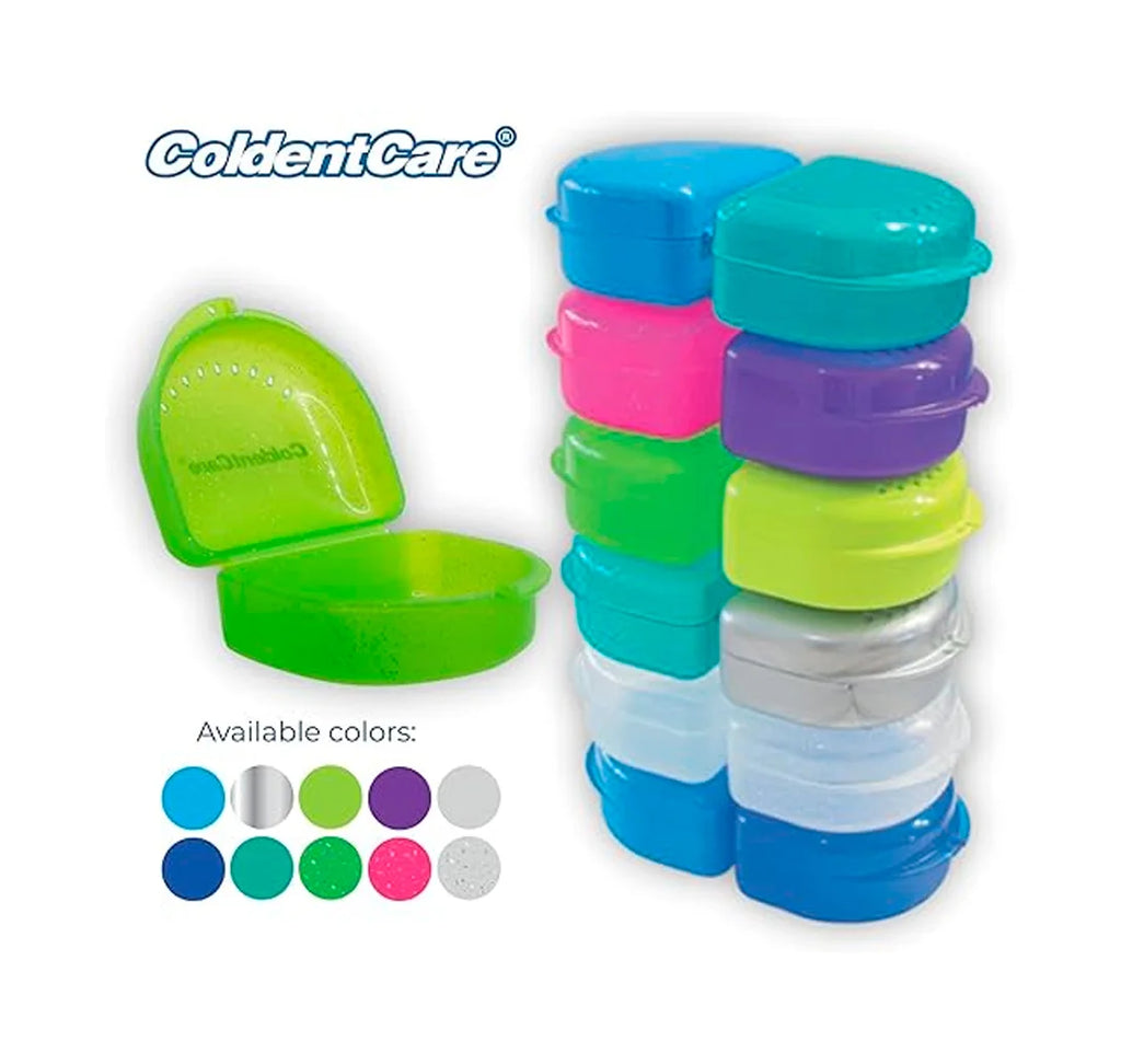 K153 Orthodontic Retainer Double with Vent Holes Assorted pack of 12 ColdentCare - Retainer Case, Denture Case, Durable & Similar Mouth Guard Case, Tight Snap Lock