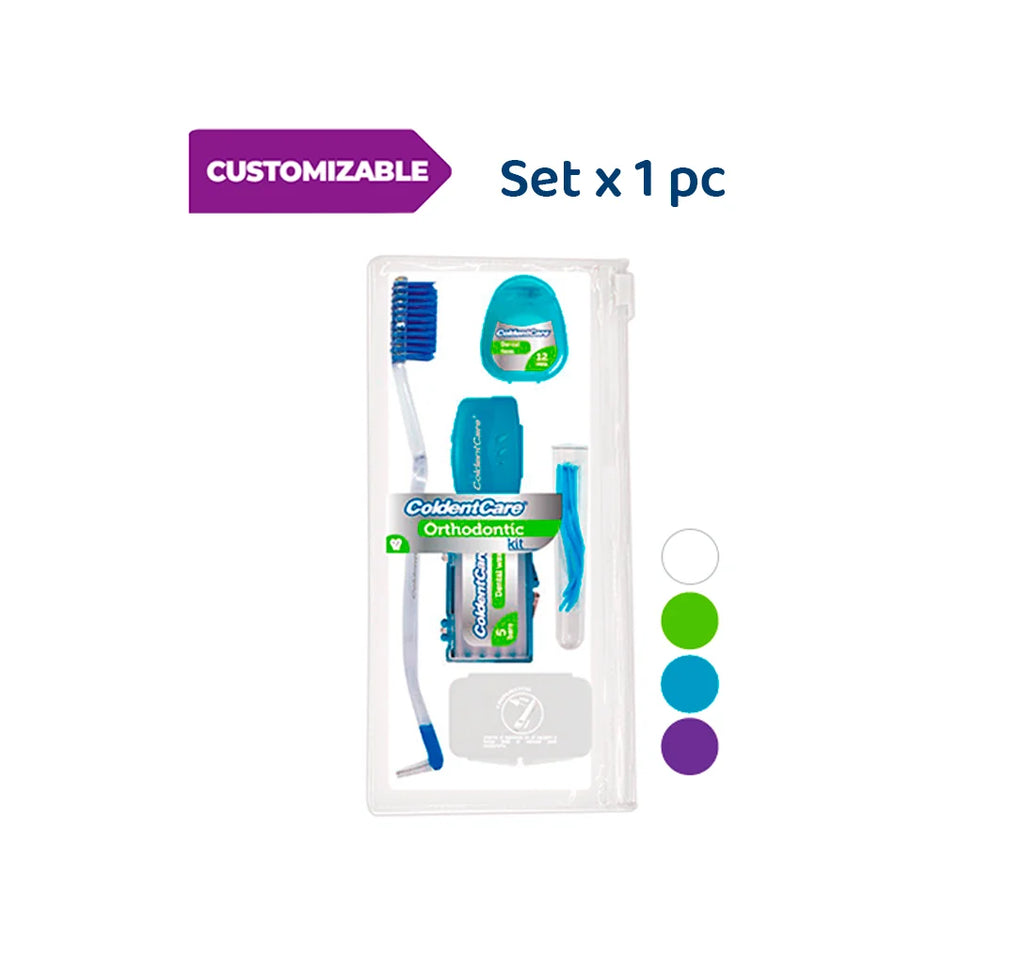 K304 Orthodontic Oral Care Kit for Cleaning Brackets Braces Coldentcare, includes Toothbrush and Cap, Travel Toothbrush, Dental Floss 12m, Dental wax, Interdental Toothbrush K304