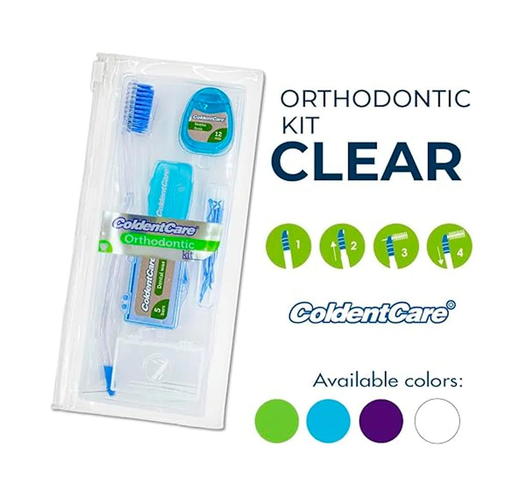 K304 Orthodontic Oral Care Kit for Cleaning Brackets Braces Coldentcare, includes Toothbrush and Cap, Travel Toothbrush, Dental Floss 12m, Dental wax, Interdental Toothbrush K304