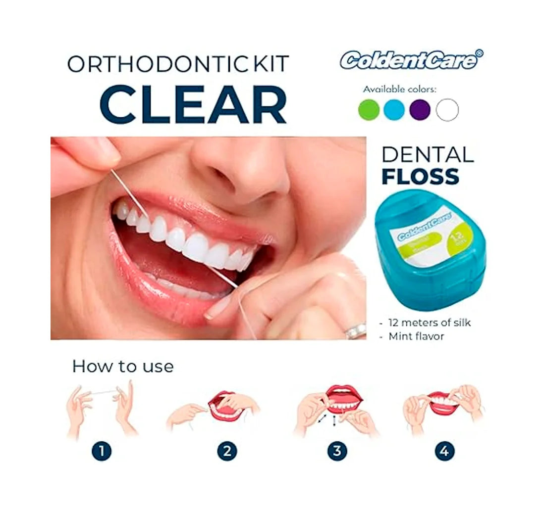 K304 Orthodontic Oral Care Kit for Cleaning Brackets Braces Coldentcare, includes Toothbrush and Cap, Travel Toothbrush, Dental Floss 12m, Dental wax, Interdental Toothbrush K304